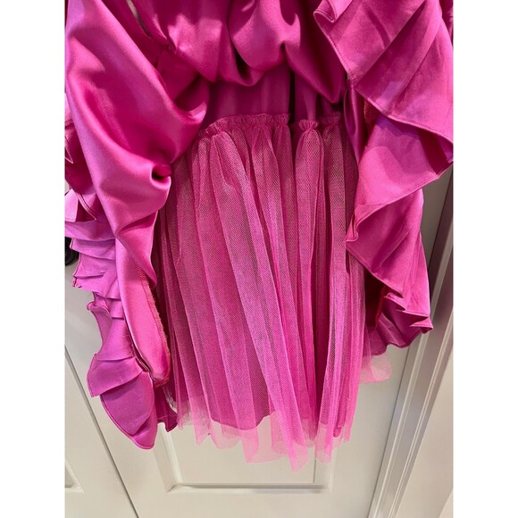 NICOLE MILLER COLLECTION 100% Silk Fuchsia Pink Formal Gown, Sz 6** - Picture 4 of 8